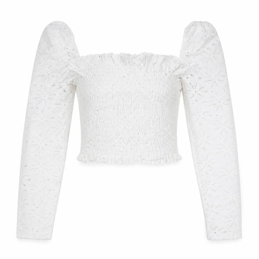 Topshop Womens White Polyester Basic T-Shirt Size 6 Square Neck
