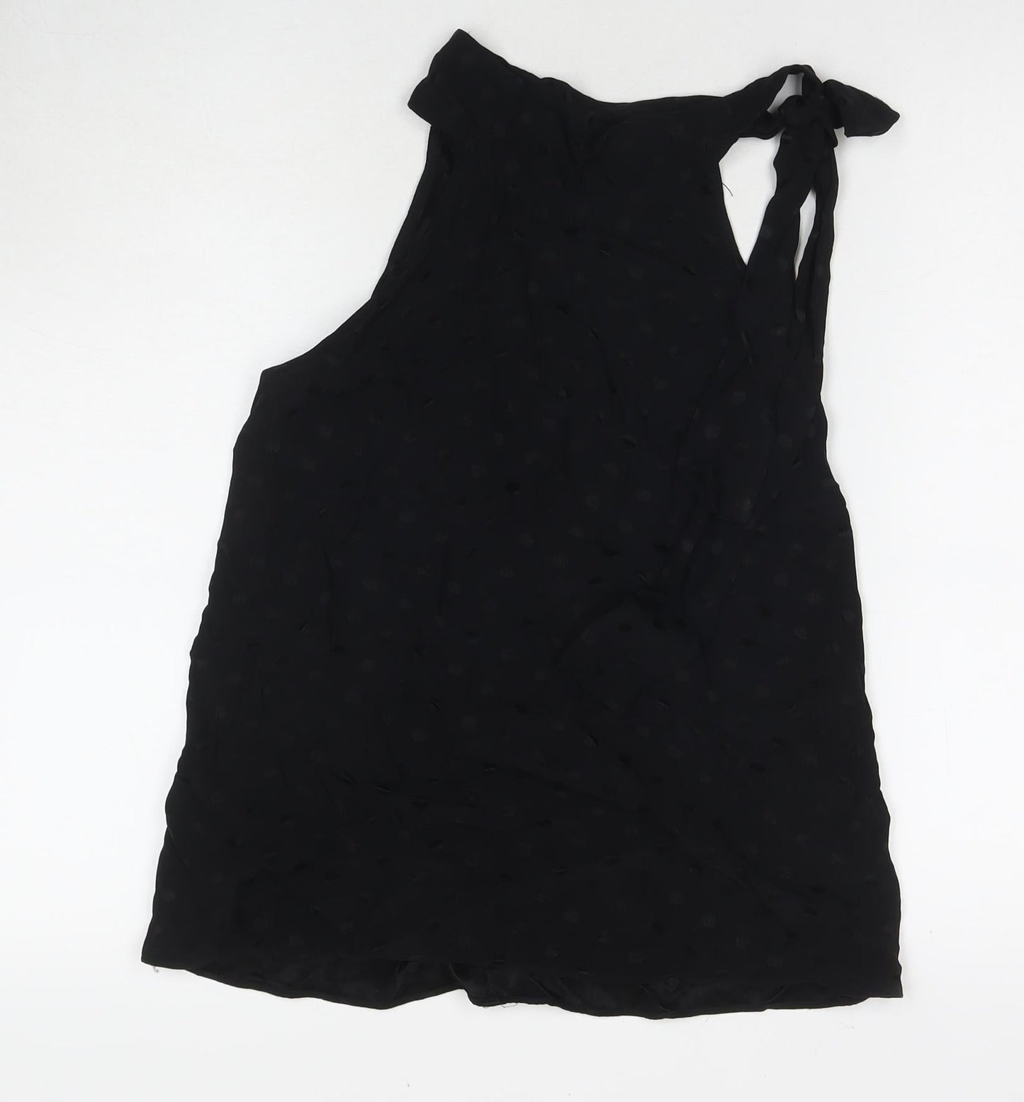 Mango Womens Black Polka Dot Viscose Basic Blouse Size XS Round Neck