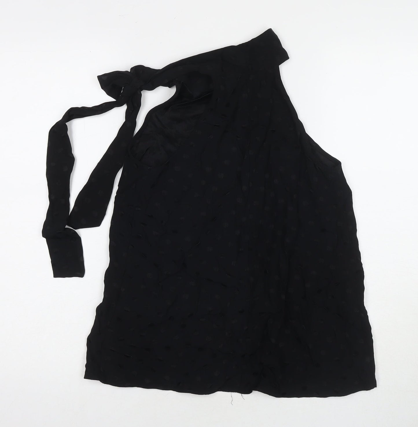 Mango Womens Black Polka Dot Viscose Basic Blouse Size XS Round Neck