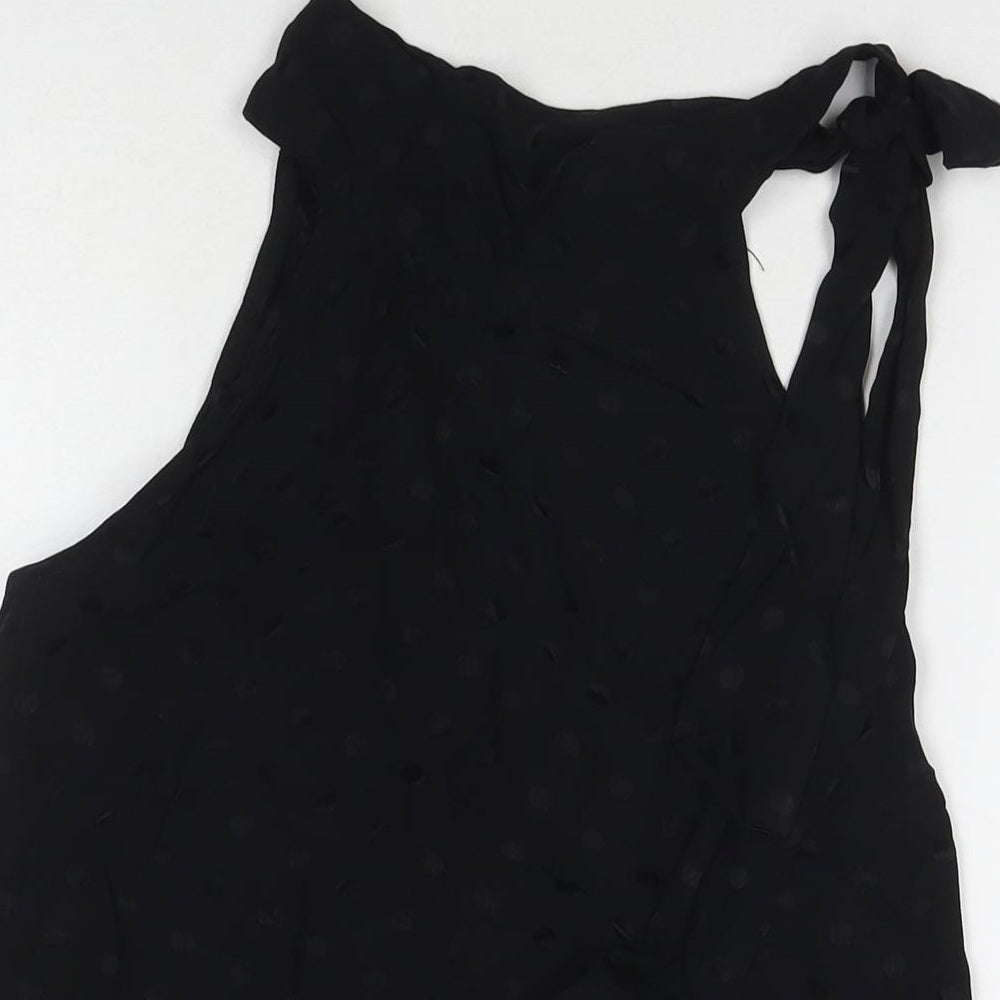 Mango Womens Black Polka Dot Viscose Basic Blouse Size XS Round Neck