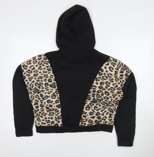 PEP&CO Womens Black Animal Print Polyester Pullover Hoodie Size M Pullover