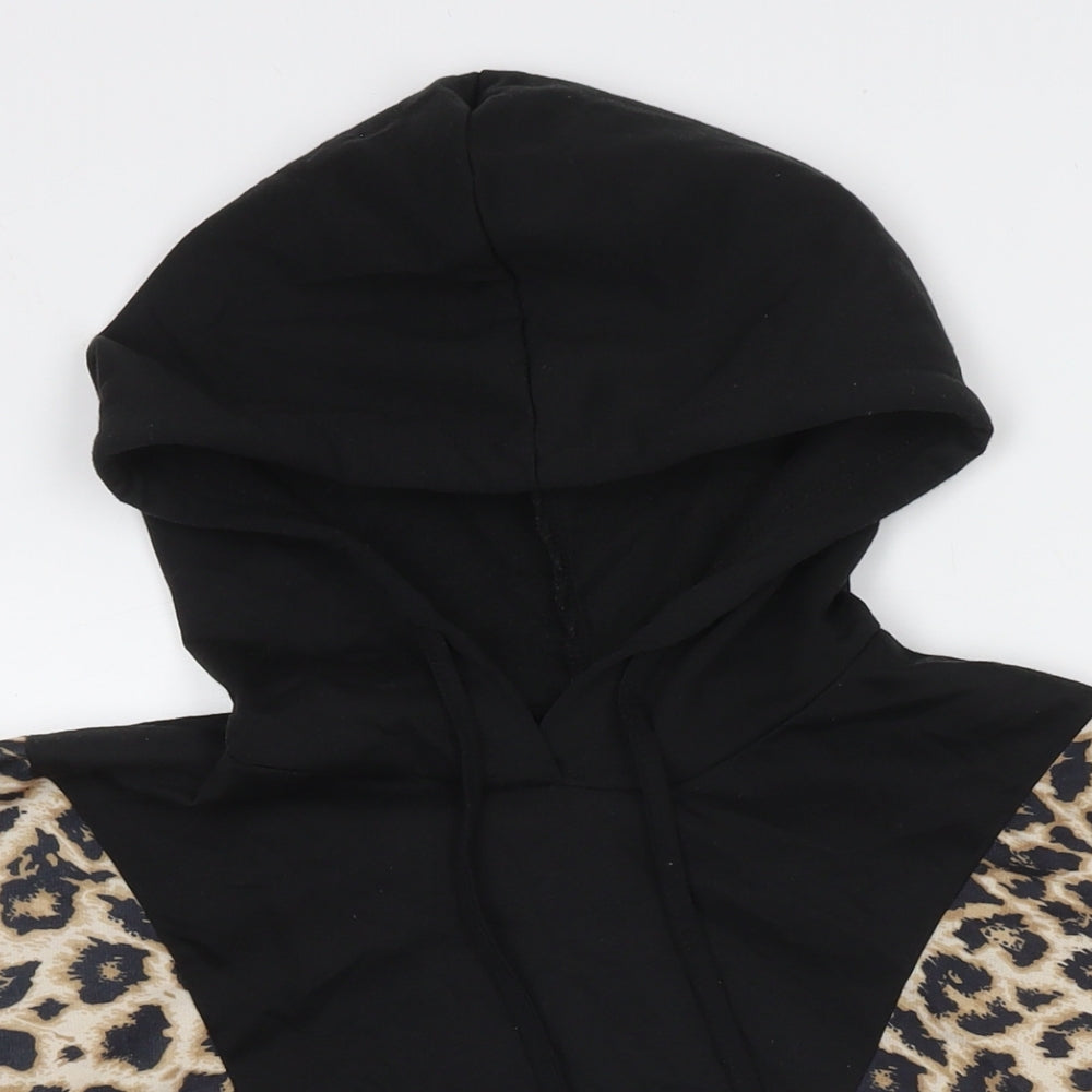 PEP&CO Womens Black Animal Print Polyester Pullover Hoodie Size M Pullover
