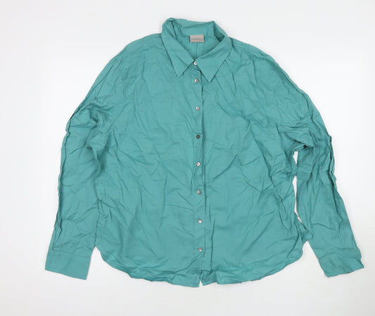 Poetry Womens Blue Cotton Basic Button-Up Size 24 Collared