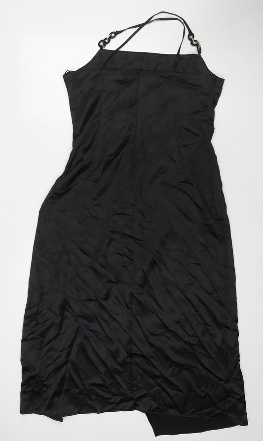 Zara Womens Black Polyester A-Line Size XL Square Neck Pullover - Side Slit(s)