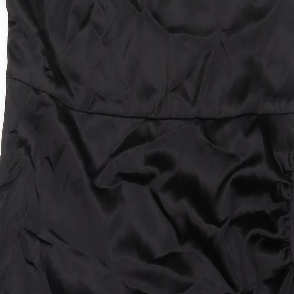 Zara Womens Black Polyester A-Line Size XL Square Neck Pullover - Side Slit(s)