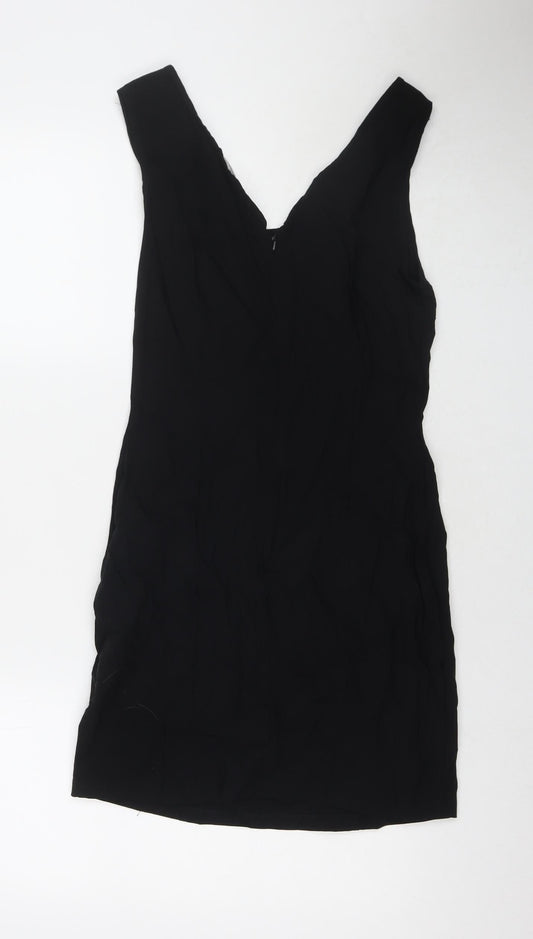 Julien Macdonald Womens Black Viscose Bodycon Size 14 V-Neck Zip - Jeweled Detail
