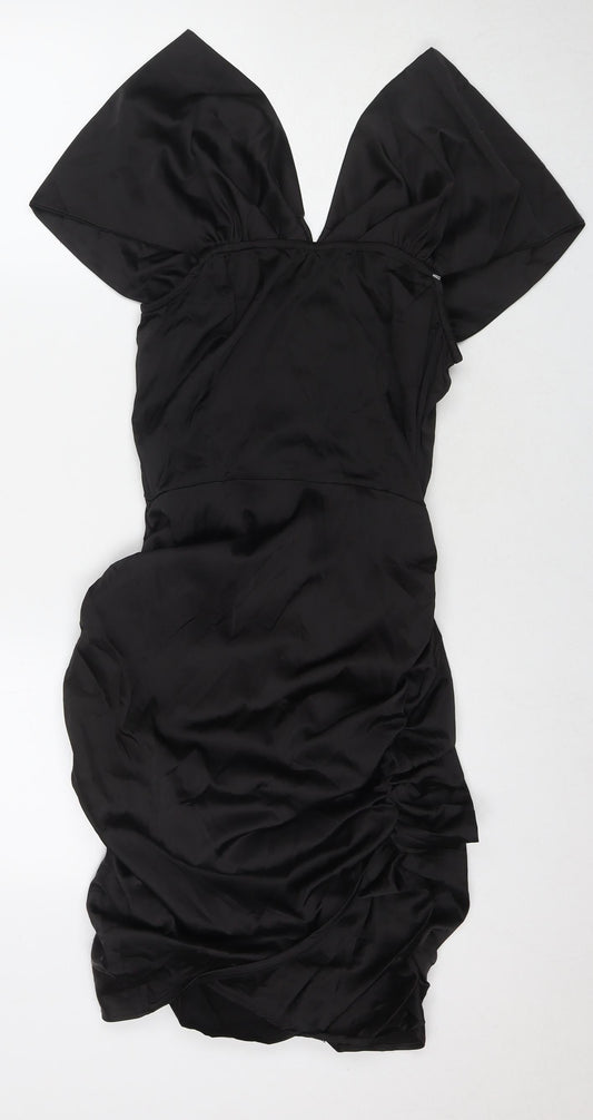PARISIAN SIGNATURE Womens Black Polyester A-Line Size 12 V-Neck Zip