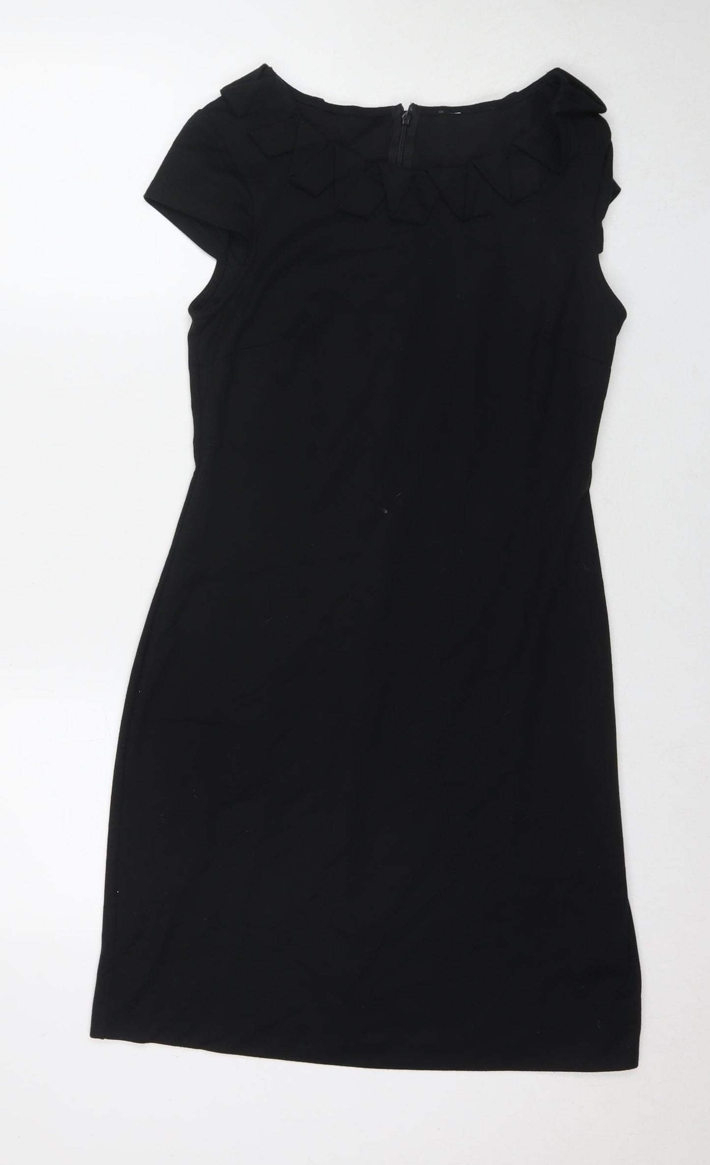 Marks and Spencer Womens Black Polyester A-Line Size 12 Round Neck Zip