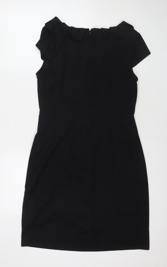 Marks and Spencer Womens Black Polyester A-Line Size 12 Round Neck Zip