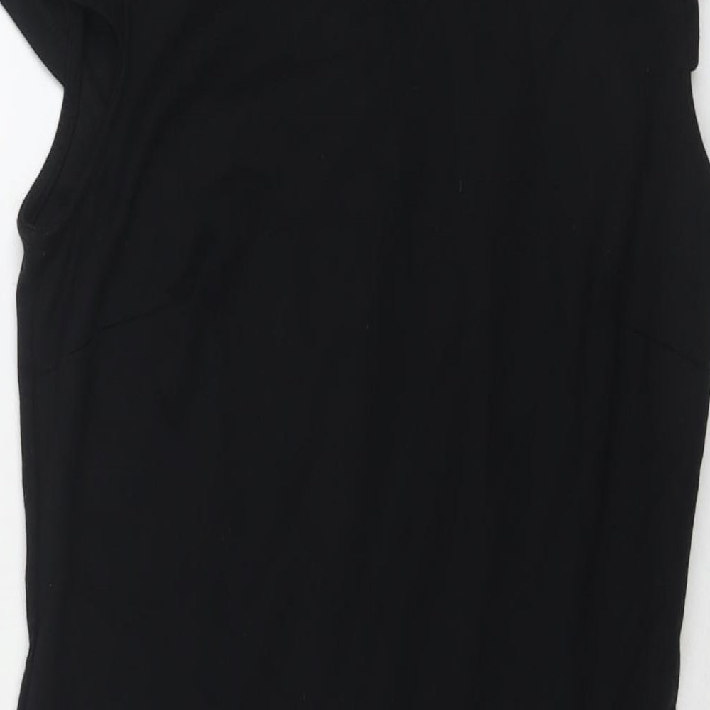 Marks and Spencer Womens Black Polyester A-Line Size 12 Round Neck Zip