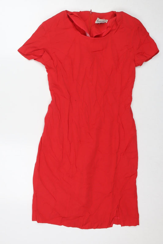 Jennifer James Womens Red Viscose A-Line Size 4 Round Neck Zip