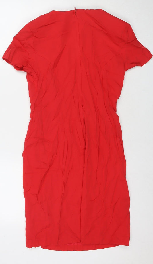 Jennifer James Womens Red Viscose A-Line Size 4 Round Neck Zip