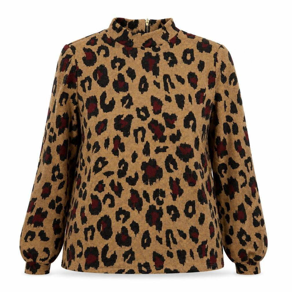 Oasis Womens Beige Round Neck Animal Print Polyester Pullover Jumper Size XS - Leopard Print