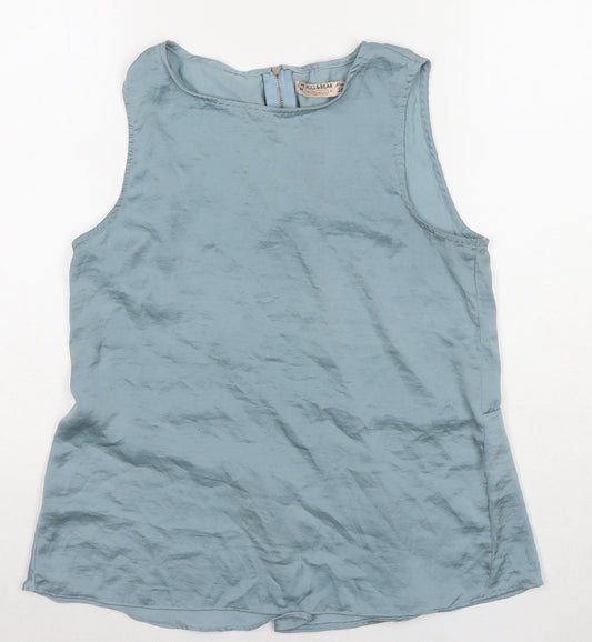 Pull&Bear Womens Blue Polyester Basic Tank Size M Round Neck