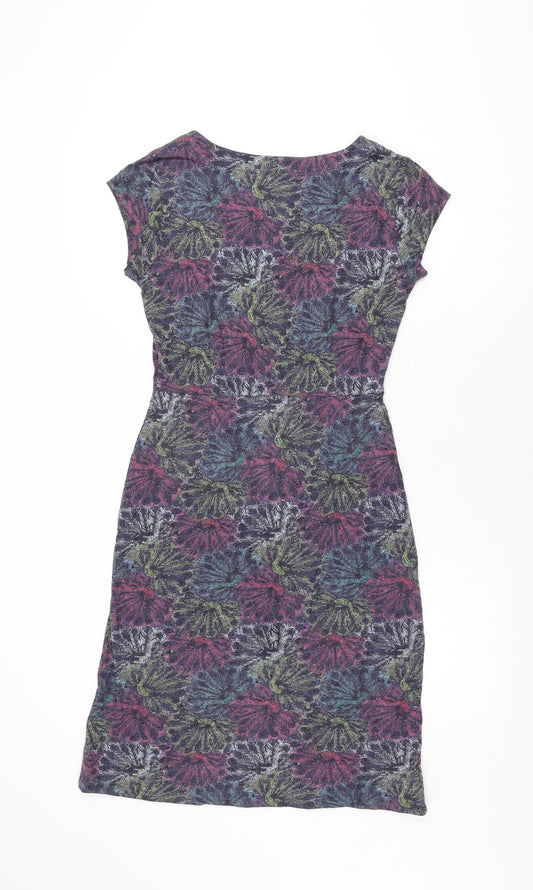 Mistral Womens Blue Geometric Cotton Shift Size 8 Round Neck Pullover