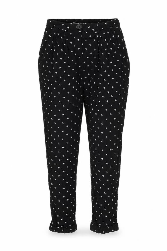 Cooperative Womens Black Geometric Viscose Trousers Size S L25 in Regular Zip