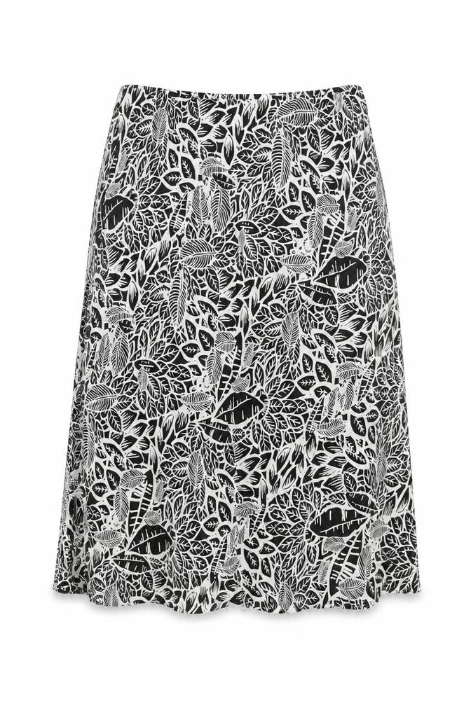 BM Womens Black Geometric Viscose Swing Skirt Size 16