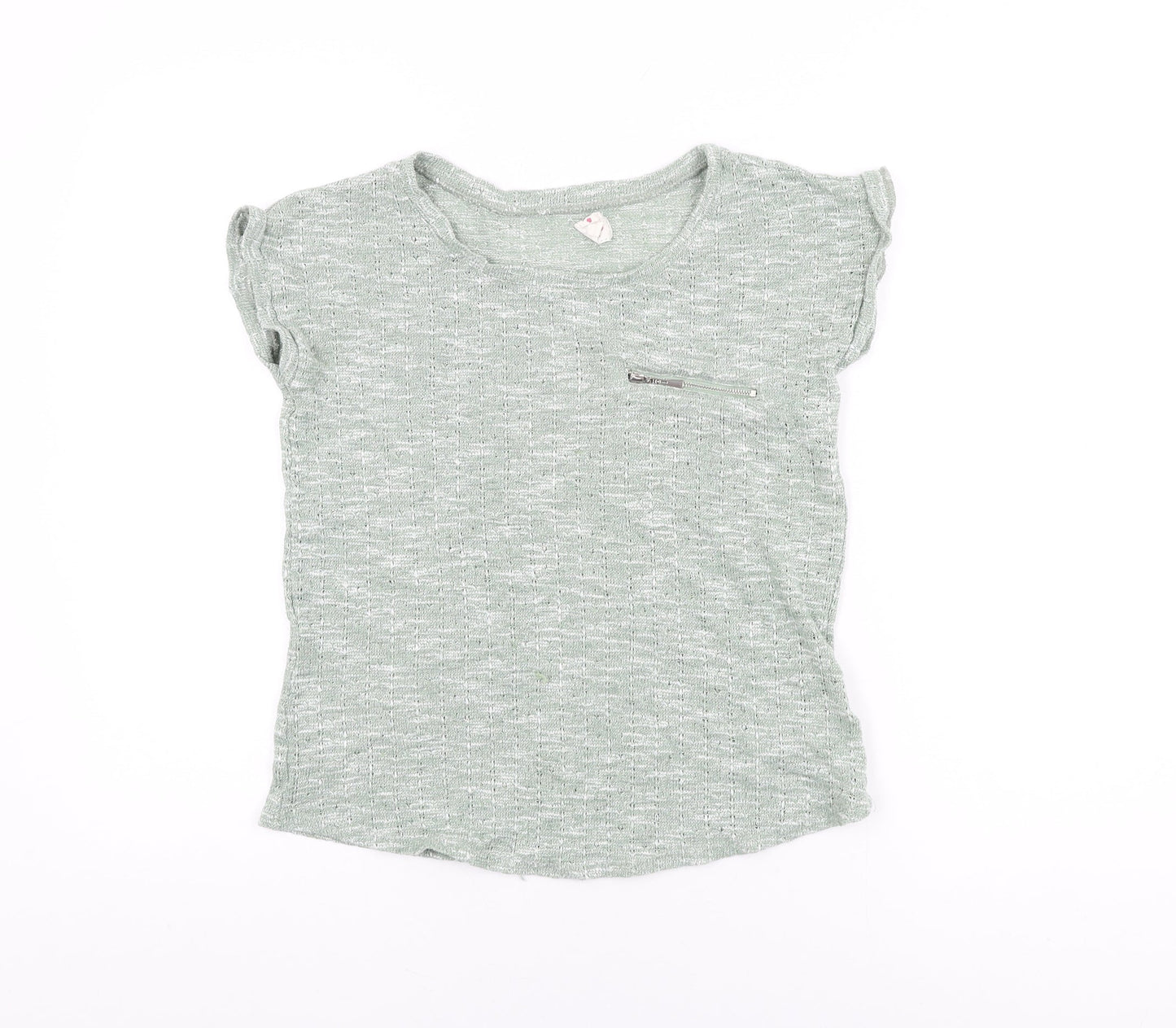 New Look Womens Green Polyester Basic T-Shirt Size 12 Round Neck