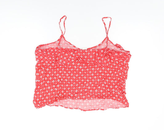 Gap Womens Red Geometric Viscose Camisole T-Shirt Size L V-Neck