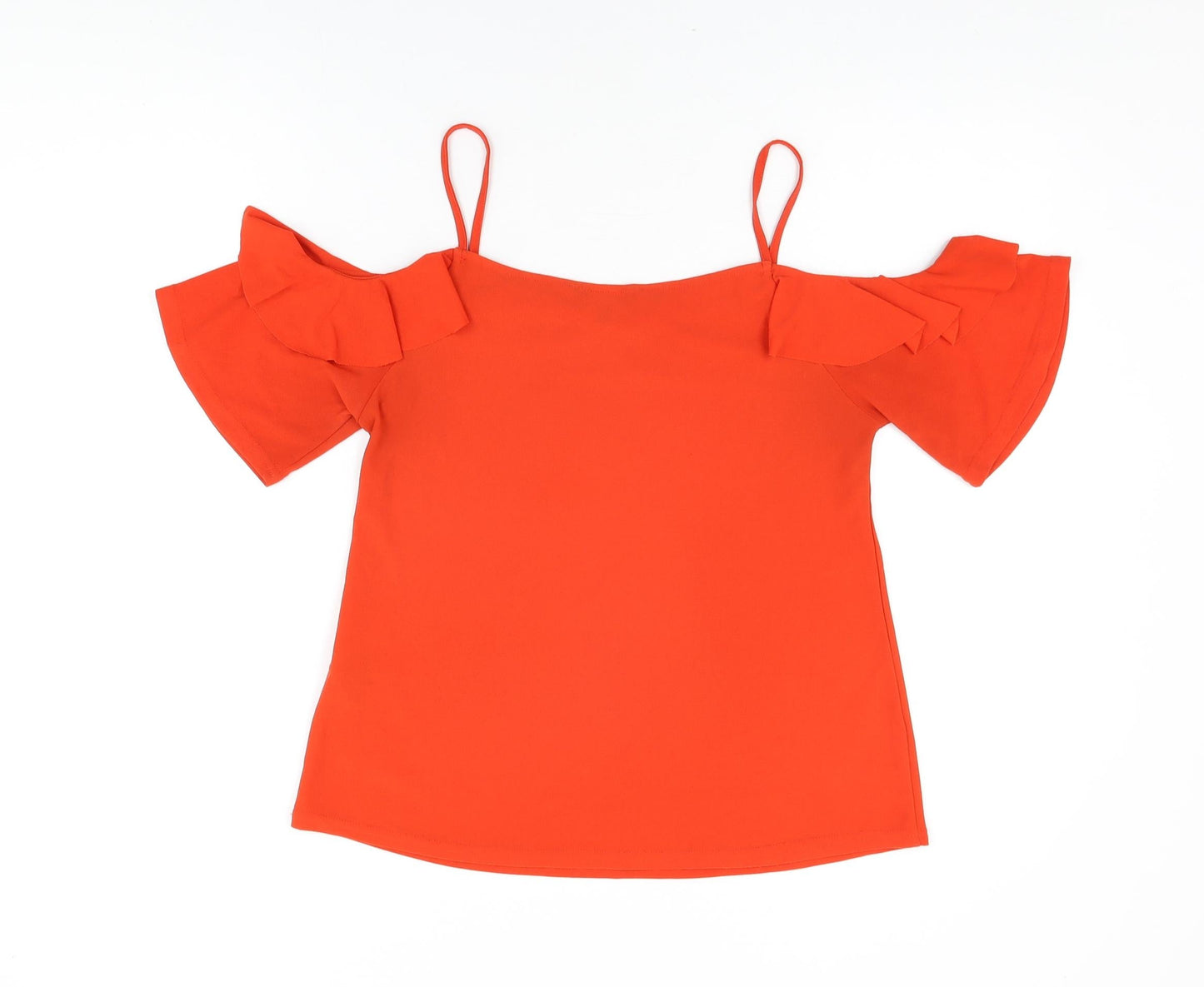New Look Womens Red Polyester Basic T-Shirt Size 8 Off the Shoulder