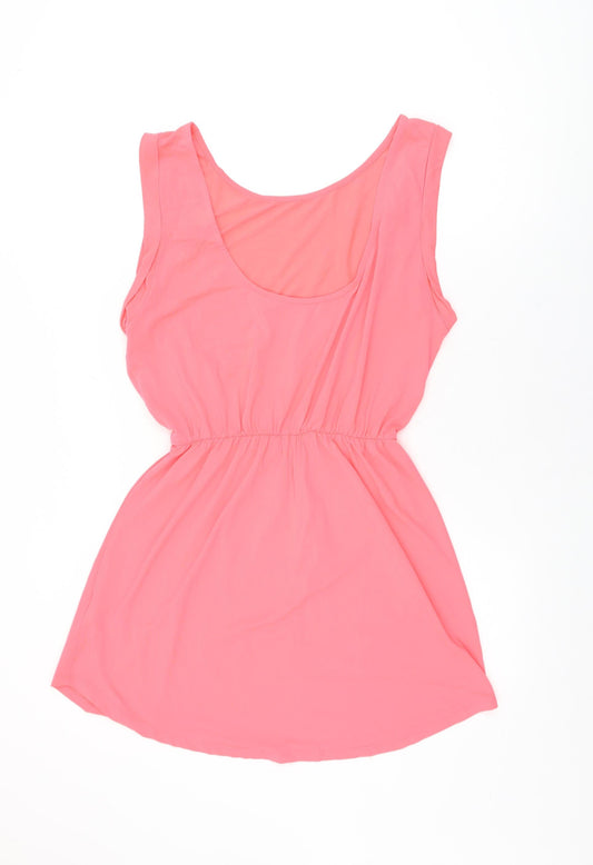 H&M Womens Pink Polyester Mini Size 14 Round Neck Pullover