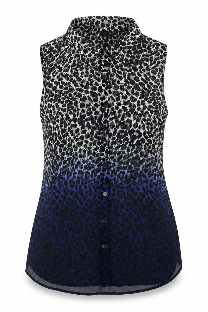 H&M Womens Multicoloured Animal Print Polyester Basic Button-Up Size 8 Collared