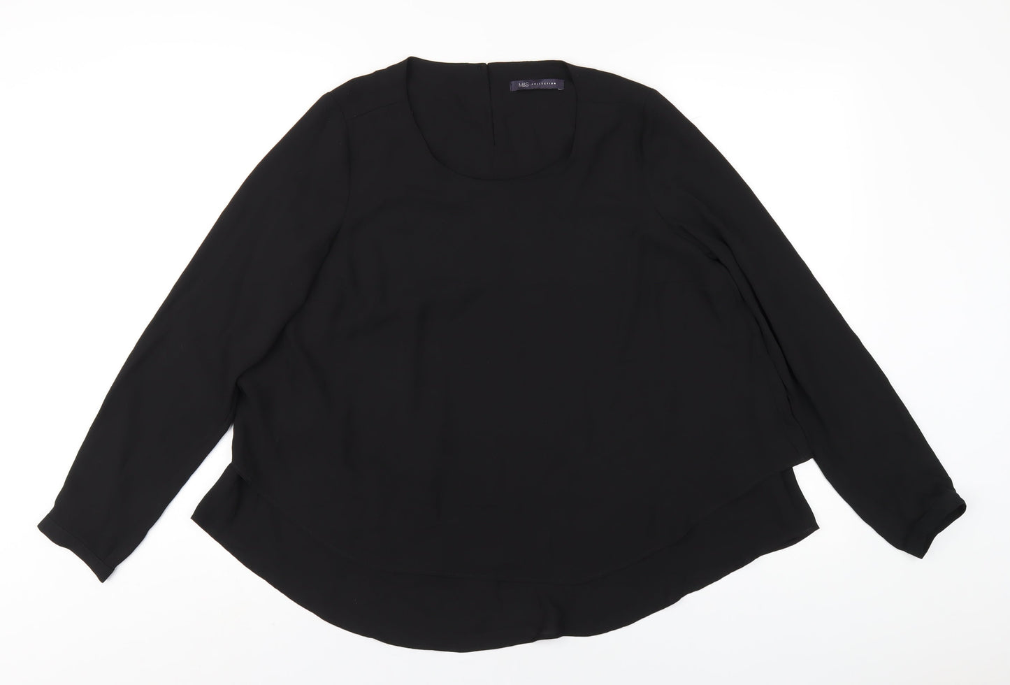 Marks and Spencer Womens Black Polyester Basic T-Shirt Size 12 Round Neck