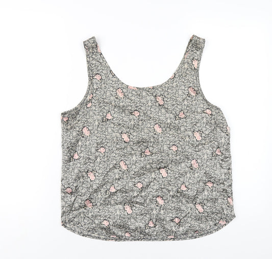St Michael Womens Multicoloured Geometric Polyester Basic Tank Size 12 Scoop Neck