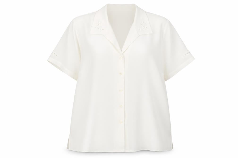 Womens UK Size 20 EWM Ivory Polyester Button-Up