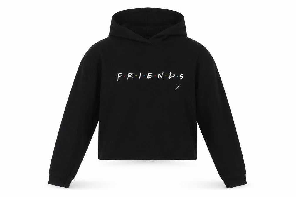 Friends Girls Black Cotton Pullover Hoodie Size 11-12 Years Pullover - Friends Logo