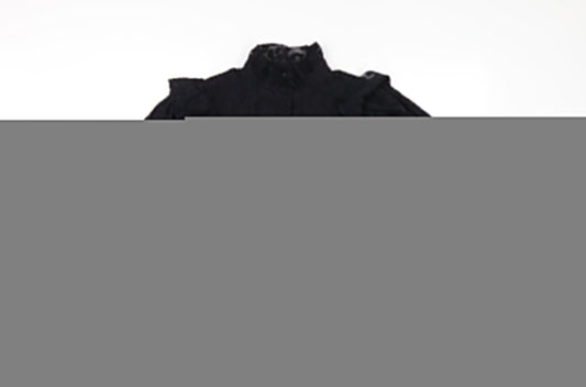 Pulz Womens Black Polyester Basic Button-Up Size L Round Neck