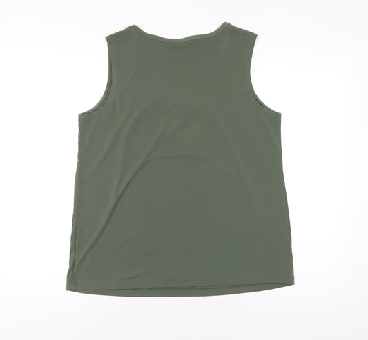 Susan Graver Womens Green Polyester Basic Tank Size S Scoop Neck