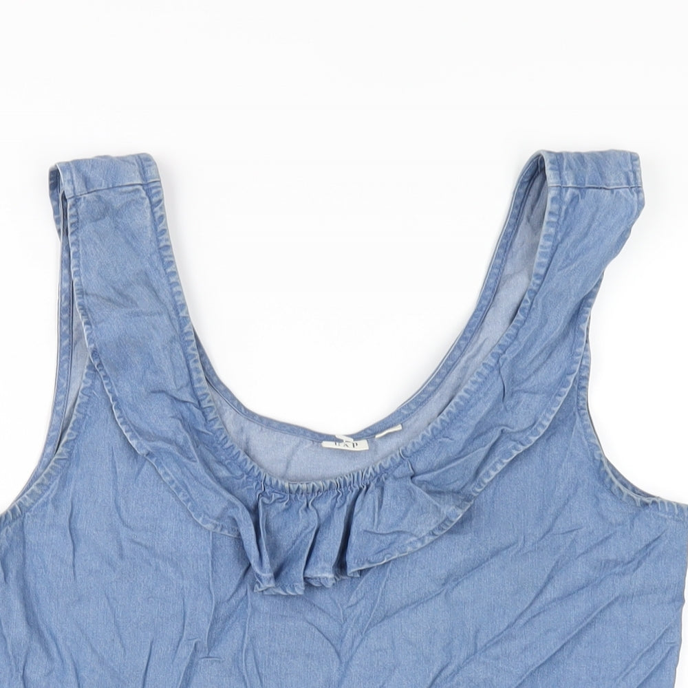 Gap Womens Blue Lyocell Basic Tank Size S Scoop Neck