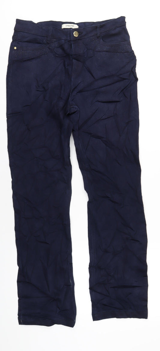 Marks and Spencer Womens Blue Cotton Skinny Jeans Size 12 L32 in Regular Zip