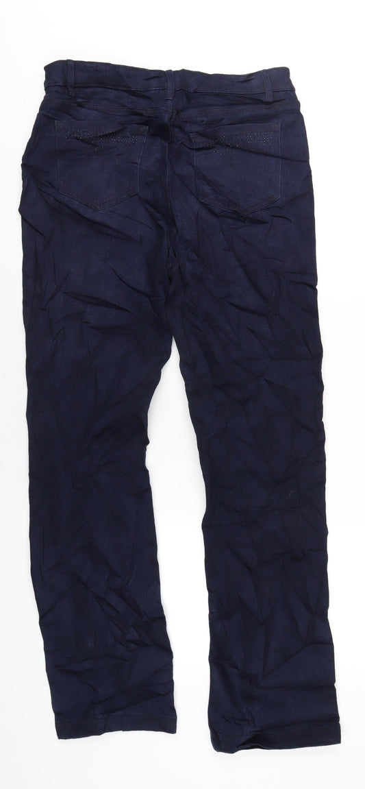 Marks and Spencer Womens Blue Cotton Skinny Jeans Size 12 L32 in Regular Zip