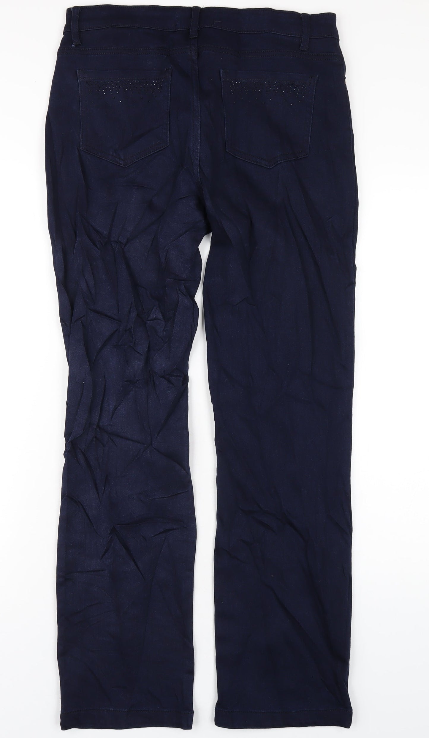 Marks and Spencer Womens Blue Cotton Straight Jeans Size 30 in L30 in Regular Zip