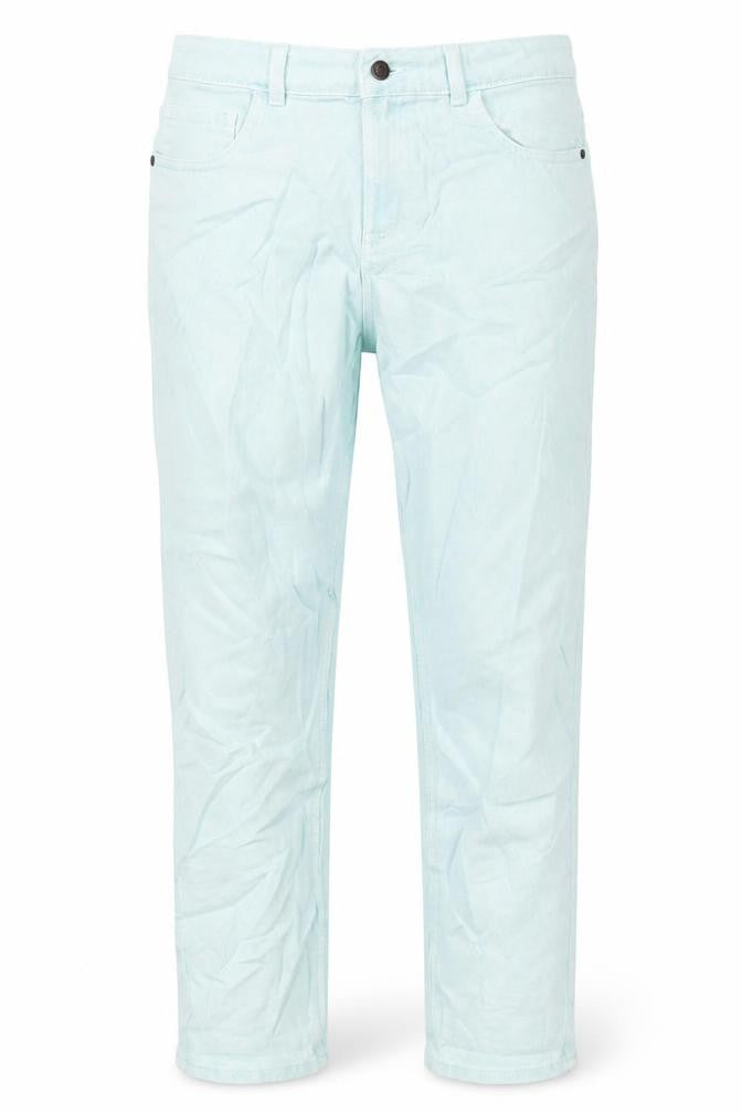 Marks & Spencer Girls Green Cotton Straight Jeans Size 13-14 Years L28 in Regular Zip