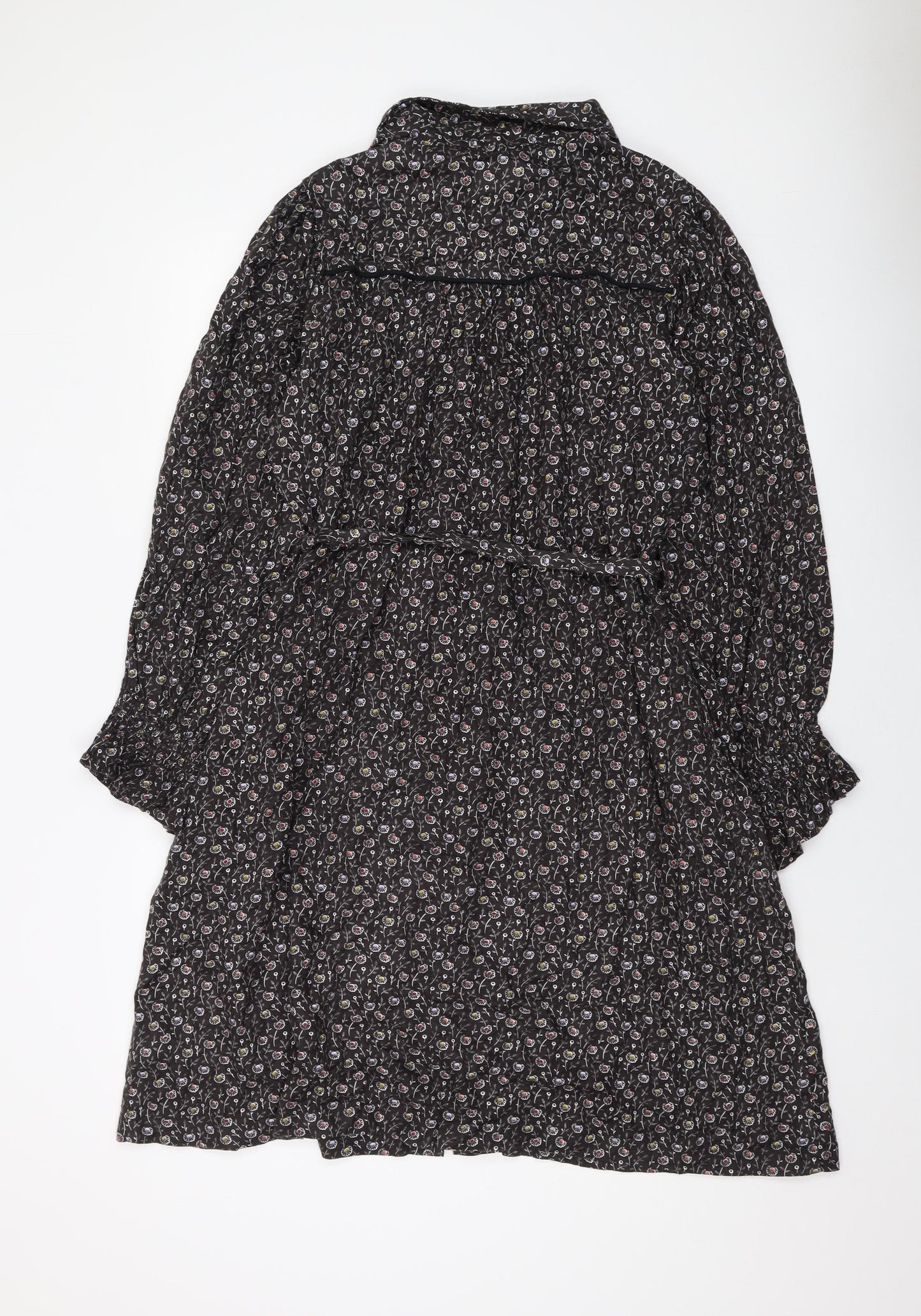 NEXT Womens Grey Geometric Viscose A-Line Size 16 Collared Button