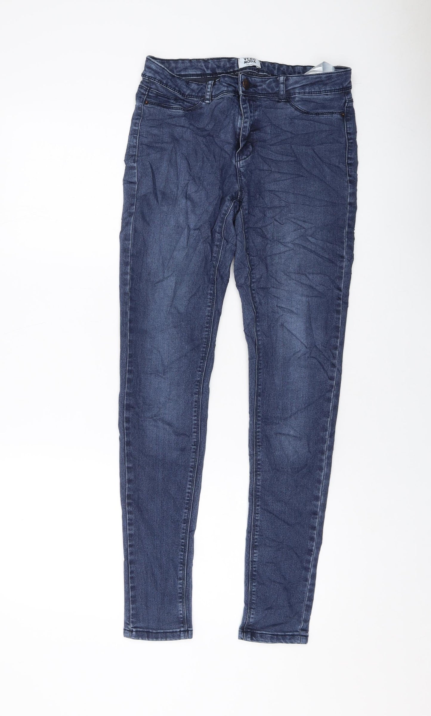VERO MODA Womens Blue Cotton Skinny Jeans Size 28 in L29 in Regular Button