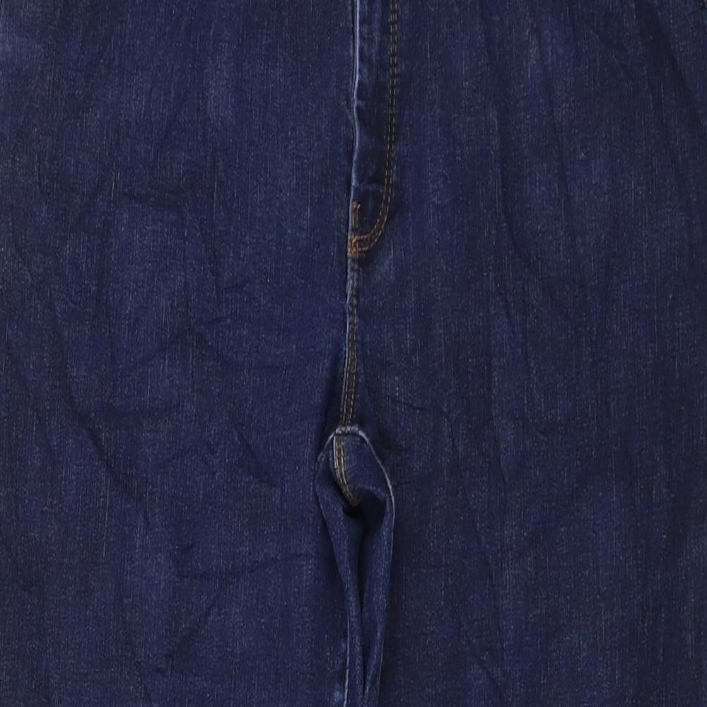 Marks and Spencer Womens Blue Cotton Straight Jeans Size 32 in L27 in Regular Button