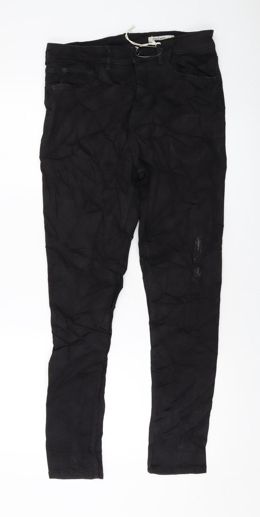 Marks and Spencer Womens Black Cotton Skinny Jeans Size 12 L28 in Regular Button