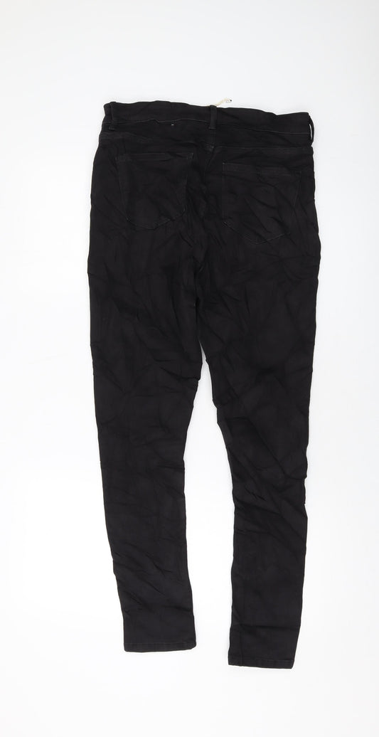 Marks and Spencer Womens Black Cotton Skinny Jeans Size 12 L28 in Regular Button