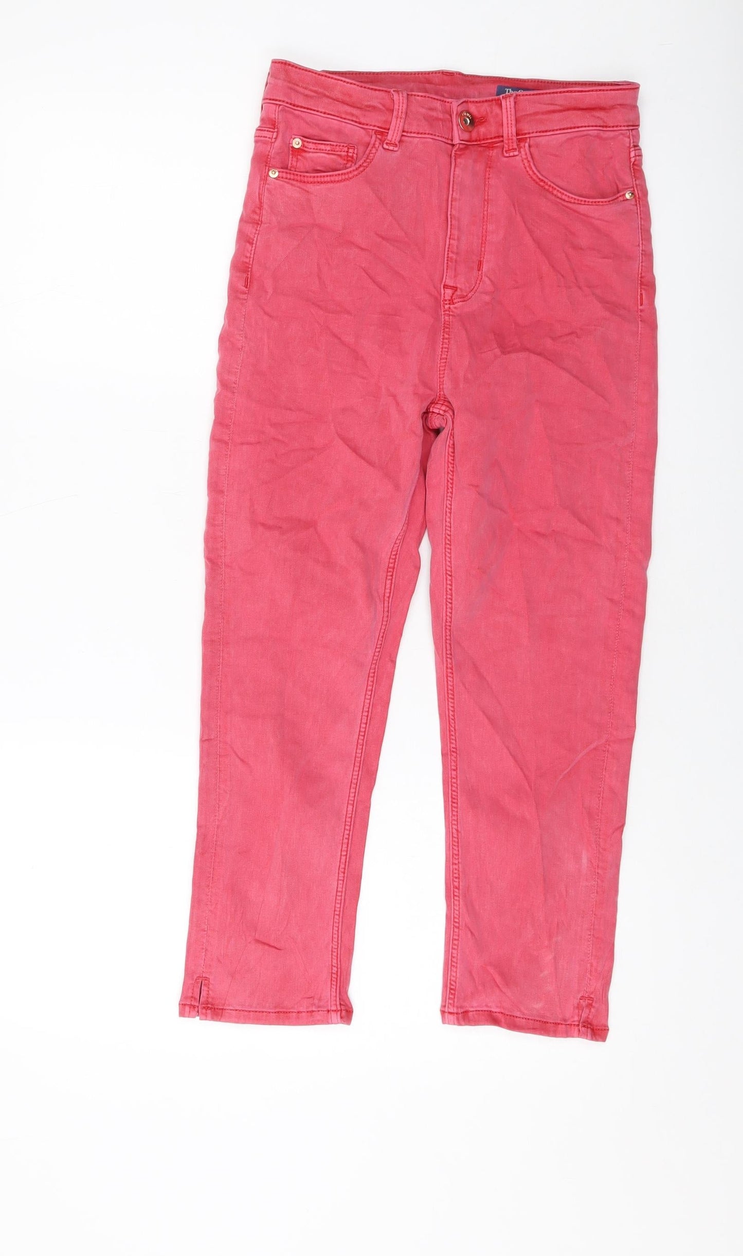Marks and Spencer Womens Pink Cotton Cropped Jeans Size 8 L22 in Regular Button