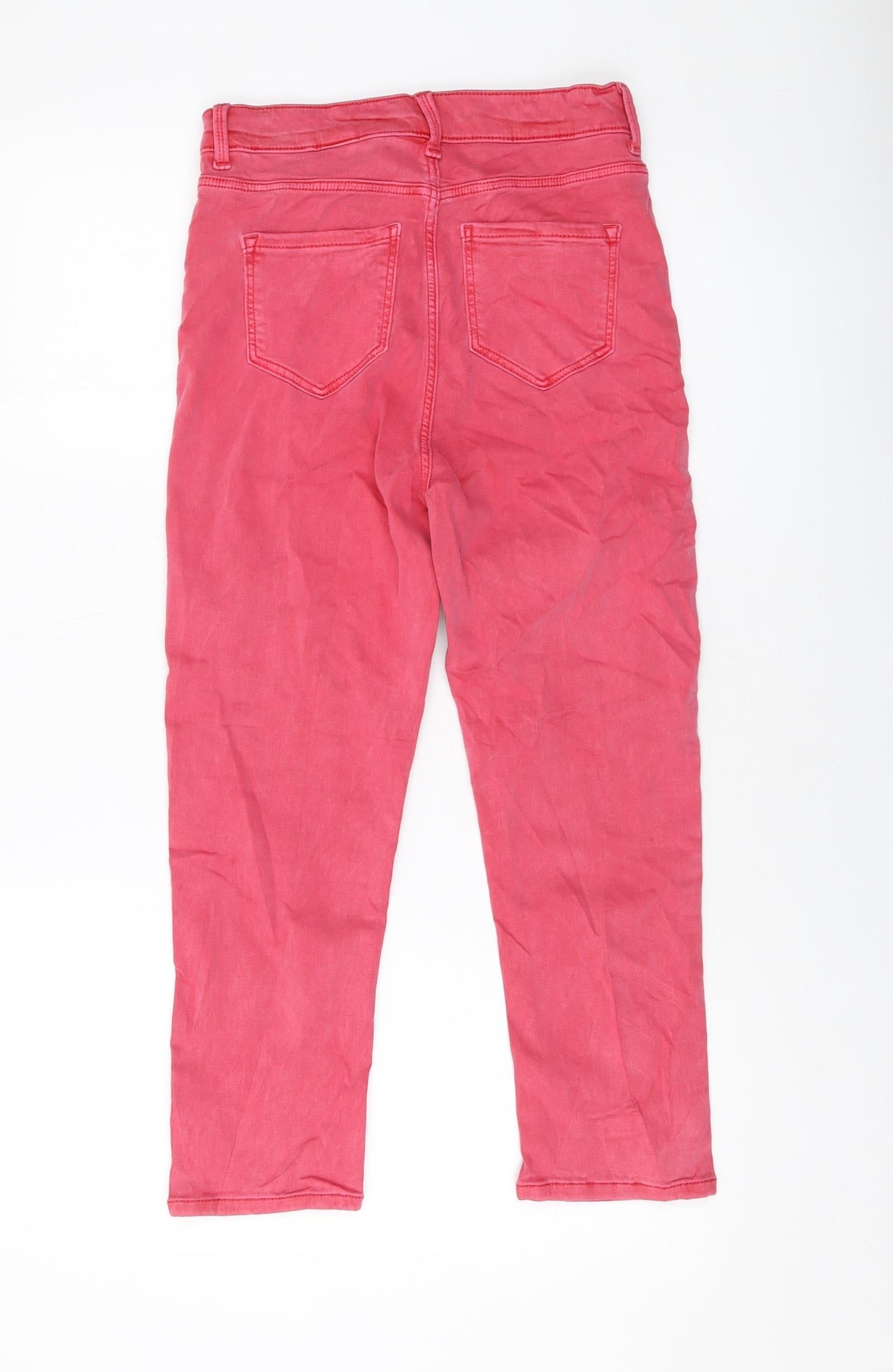 Marks and Spencer Womens Pink Cotton Cropped Jeans Size 8 L22 in Regular Button