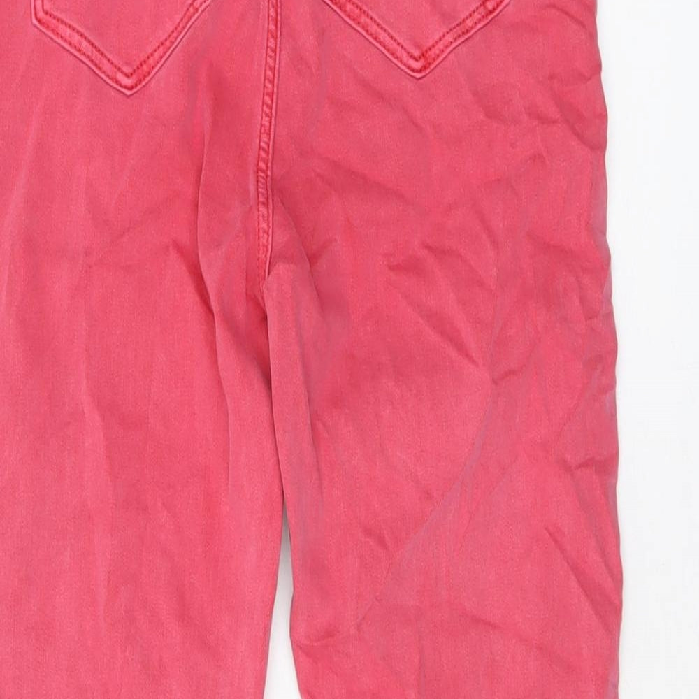 Marks and Spencer Womens Pink Cotton Cropped Jeans Size 8 L22 in Regular Button