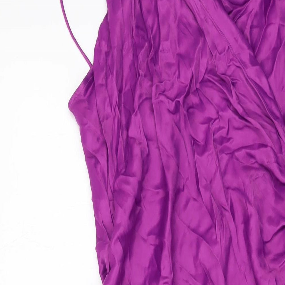 Zara Womens Purple Polyester A-Line Size XL V-Neck Zip