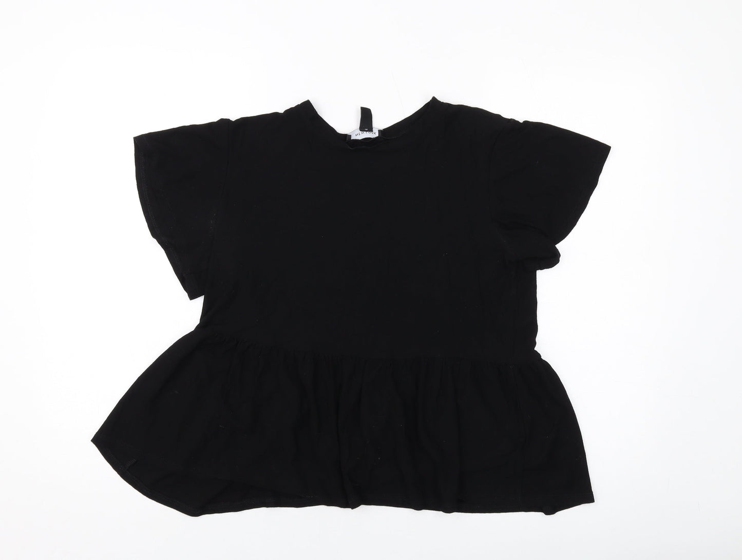 New Look Womens Black Viscose Basic Blouse Size 10 Round Neck