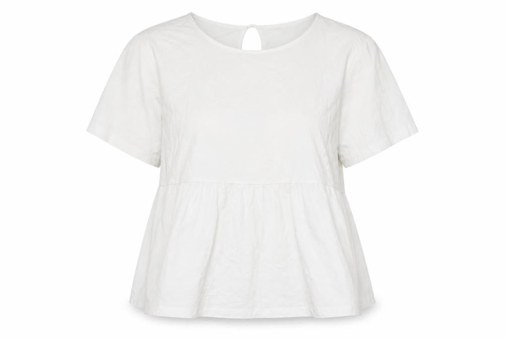 H&M Womens White Cotton Basic T-Shirt Size L Round Neck