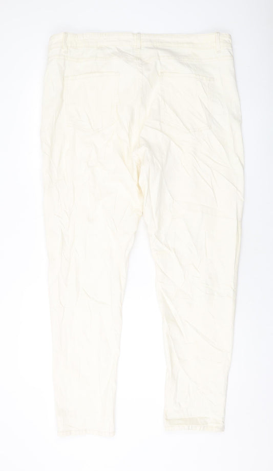 Marks and Spencer Womens Ivory Cotton Skinny Jeans Size 22 L30 in Regular Button
