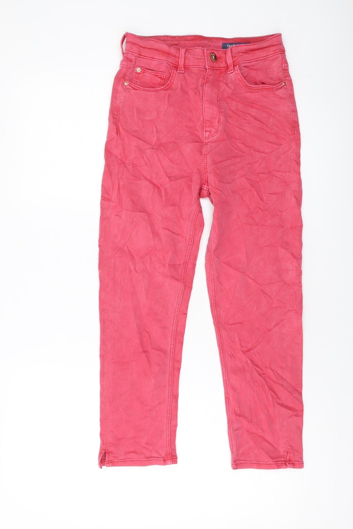 Marks and Spencer Womens Pink Cotton Cropped Jeans Size 8 L22 in Regular Button